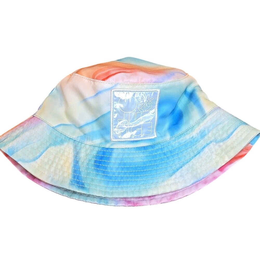 Justice Girl's Pastel Neon Tie Dye Bucket Hat Smiley Face Flower‎ Multicolor